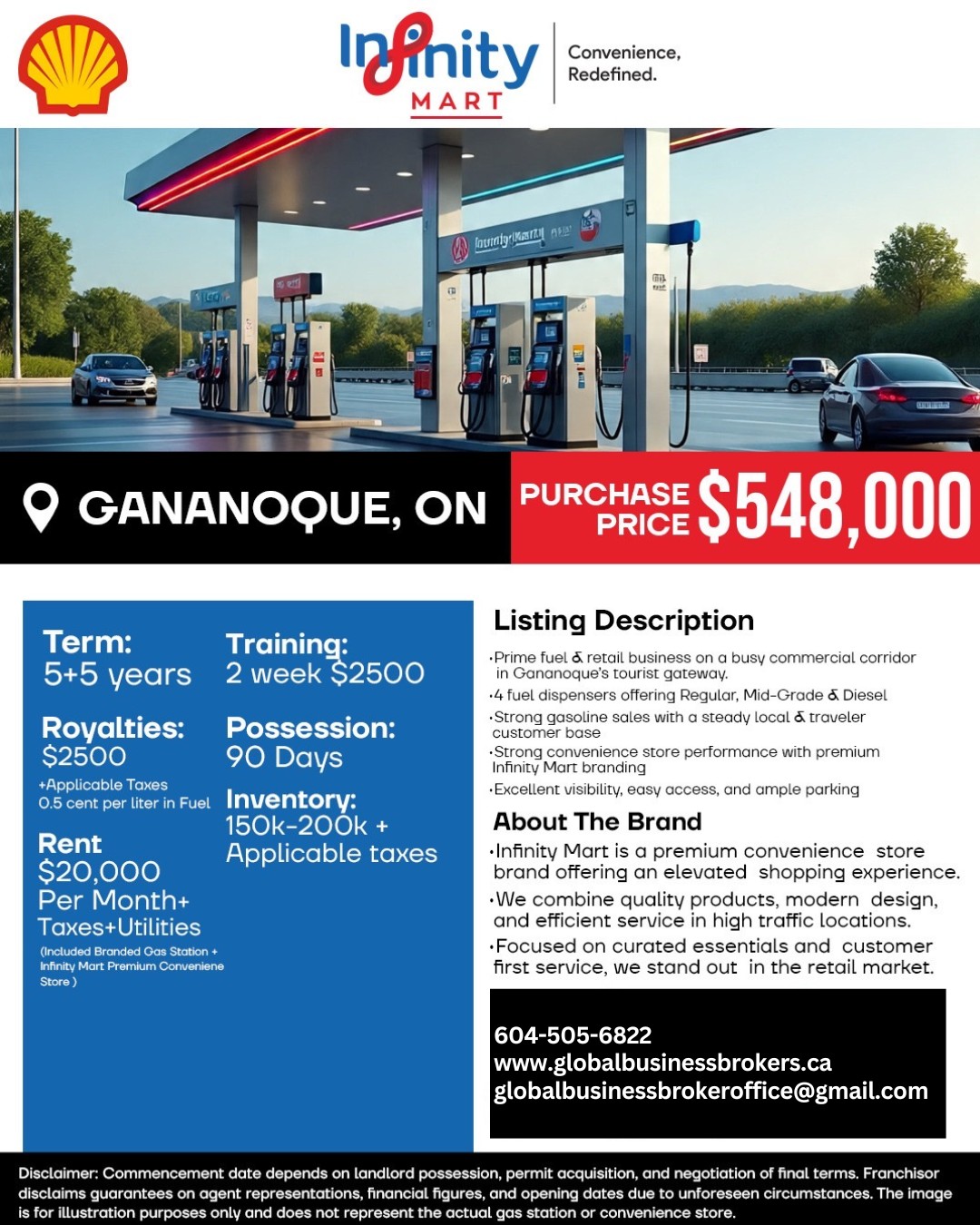 Prime Gas Station & Convenience Store – Gananoque, Ontario | $548,000